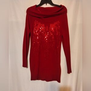 *2/$10*IN studio retro deep red sweater dress with sequins sz M